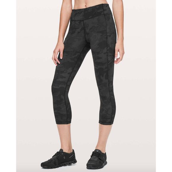 Lululemon Women's Speed Up Crop Tight Legging *21" Camo Black Grey 6 Run Active - Picture 1 of 9